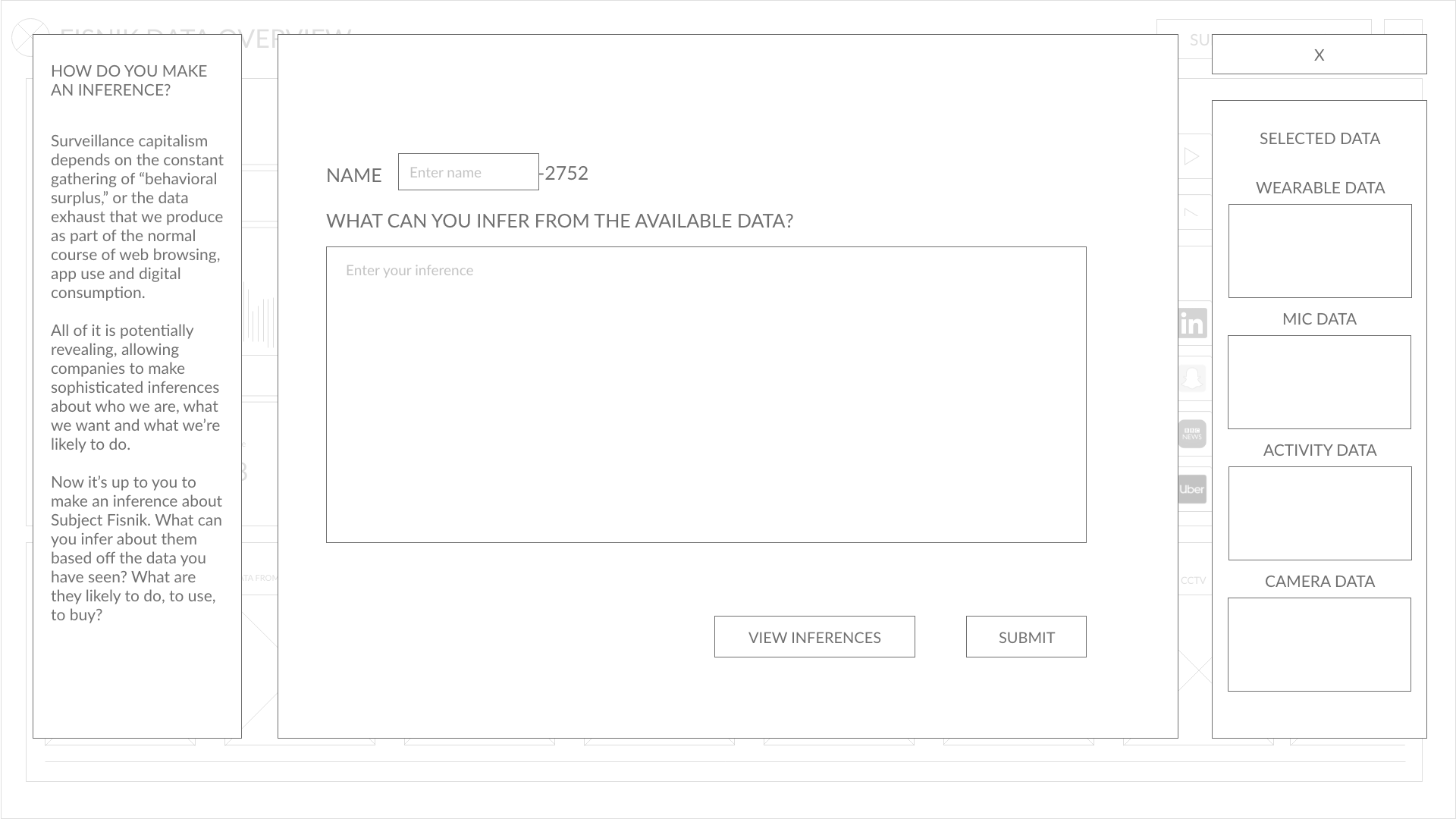 Submit an inference wireframe